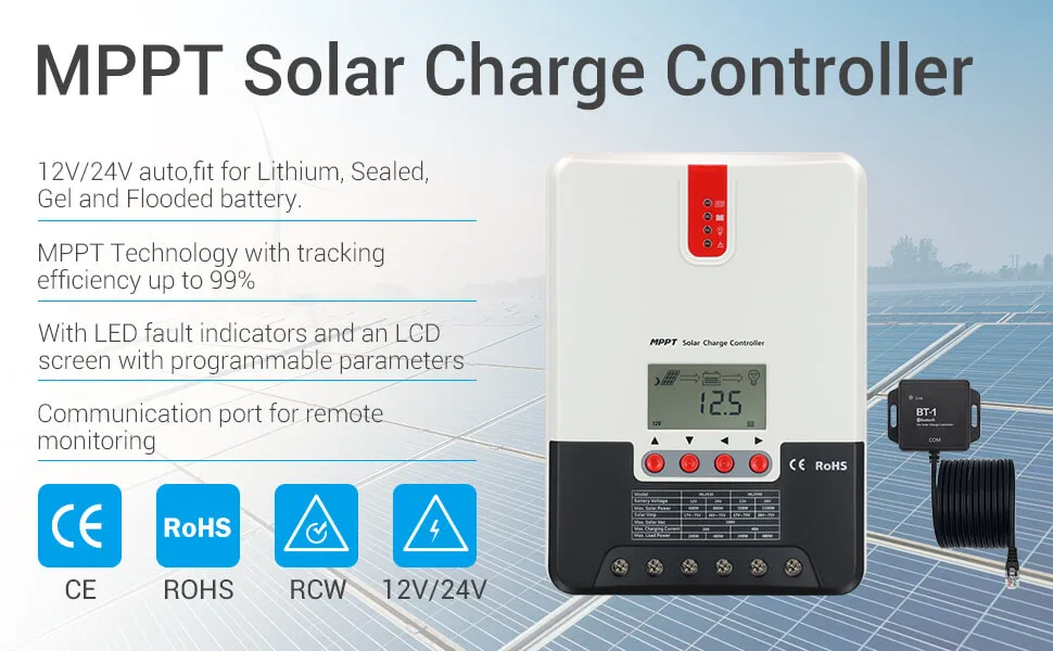 What are the solar controller’s battery charging stages?