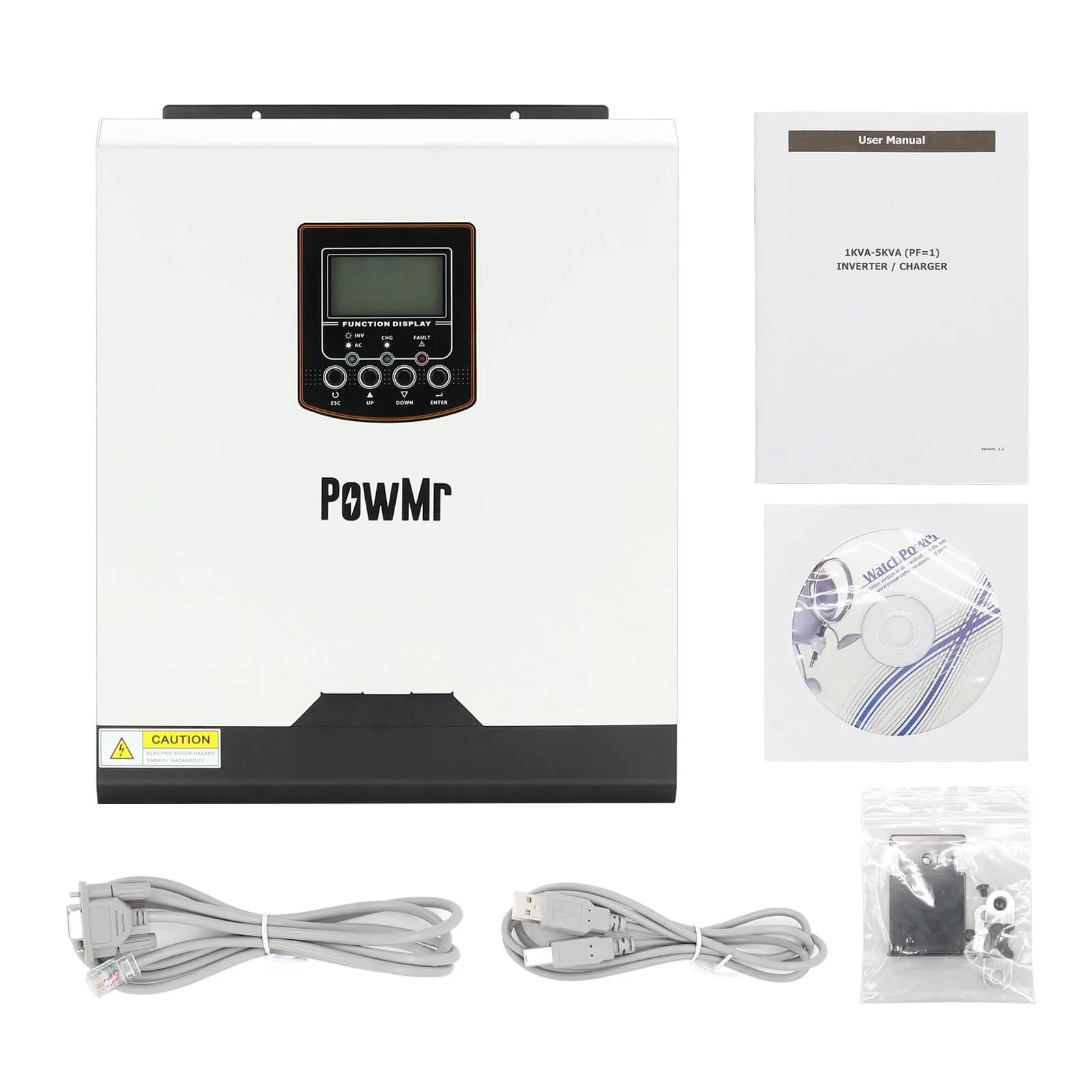 PowMr 1000W Hybrid Inverter 12V DC to 230V AC Bulit in 40A Mppt Charge Controller
