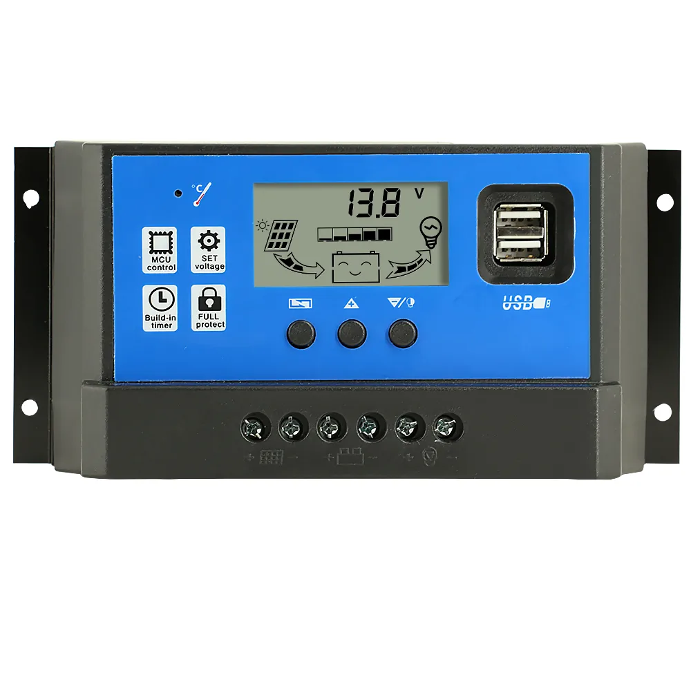 PowMr 10A 20A 30A 12V/24V PWM Solar Charge Controller With LCD Display and Dual USB