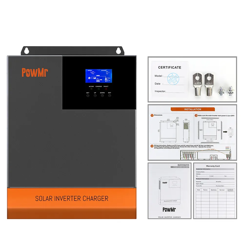 PowMr Solar Inverter Charger 3KW 120V AC MPPT 60A Solar Charge Controller PV 100V lifepo4 Battery And Lead Acid Battery